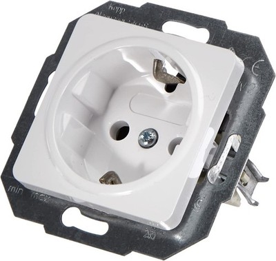 Kopp CADIZ Unterputz Schutzkontakt-Steckdose Ohne Berührungsschutz Arktis-weiß