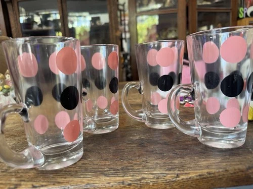 Hazel Atlas Vintage Black And Pink Glasses With Handles