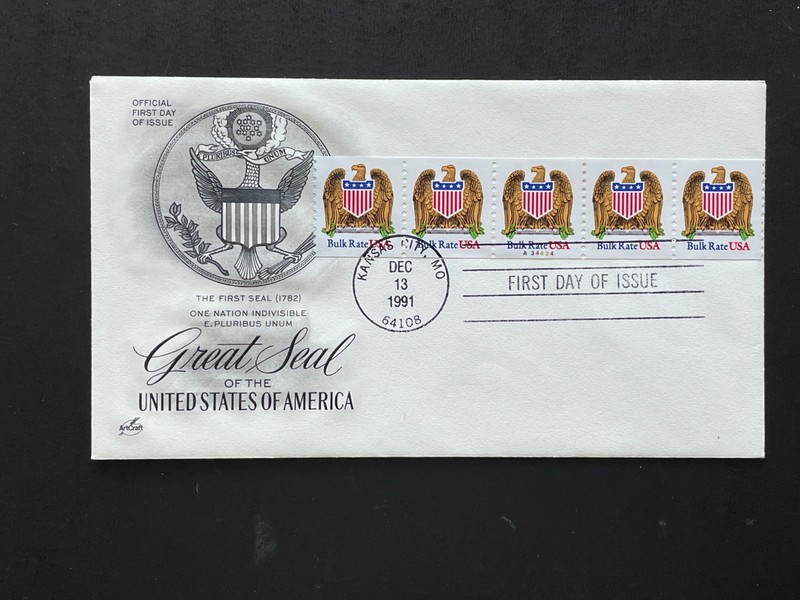 SCOTT#2602 10c EAGLE & SHIELD FDC. PNC5, SCARCE PLT.#34424 ON FDC.
