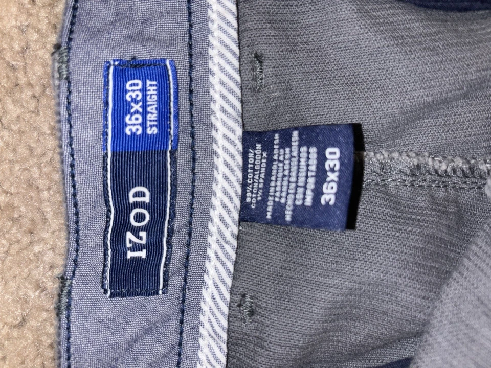 Calça Izod Masculina 32x32 Compatível 33x32 Veludo Perna Reta Cinza Escuro Casual Média - Imagem 3 de 4