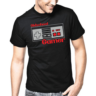 Oldschool Gamer 8Bit Retro Nerd Gamepad Geek Sprüche Geschenk Lustig T-Shirt 
