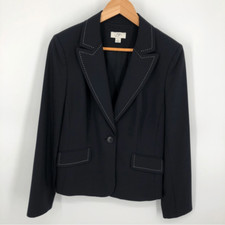 Ann Taylor Blazer Womens 8 Navy Blue Single Button