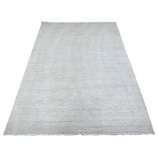5' x 6'9" Gray White Wash Peshawar Pure Wool Hand Knotted Rug R74949