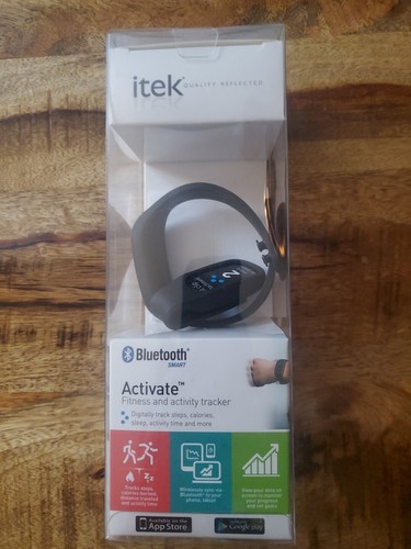 Itek Fitness & Activity Tracker (Black) - Bluetooth Phone App. New open Box - Afbeelding 1 van 8