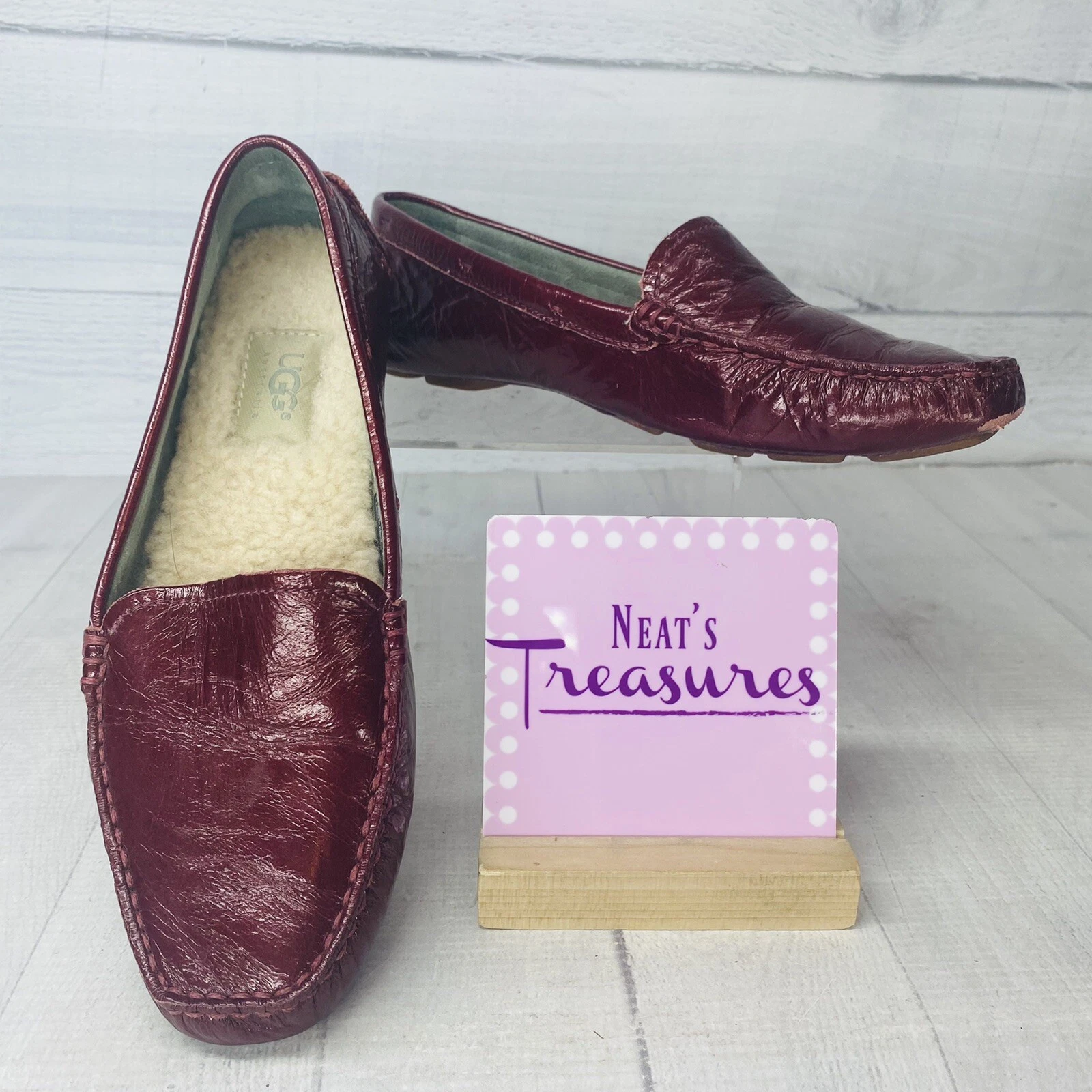 Mocassino mocassino da guida UGG Australia in vera pelle rossa con plantare in shearling taglia 7