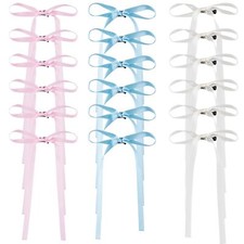 18Pcs 3.93inch Pink Bow Hair Clips White Blue Bow Barrettes with Long Ribbons...