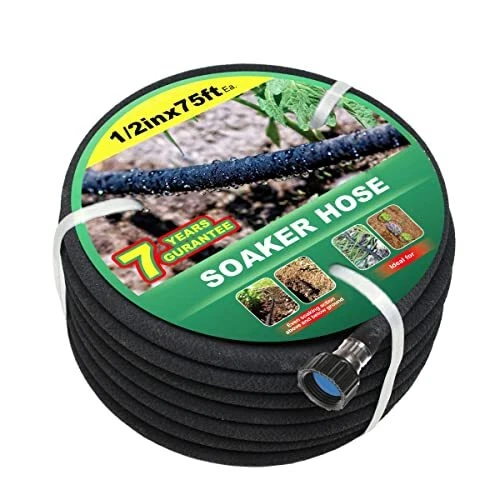 1 2 Soaker Hose 75 FT Garden Soaker Hose with Push on Fittings Lead Drip Hose