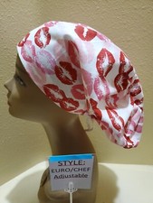 Sealed With a Kiss Women's Euro/Chef Surgical Scrub Hat/Cap Handmade