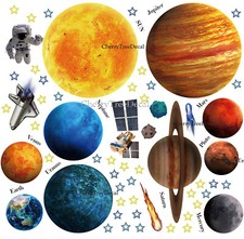 Listing image for Space Solar System Planets Wall Stickers Mural Decal Astronaut Rocket Art Decor