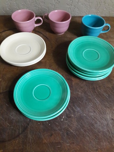 Fiesta Lot Cups Saucers Replacement Mixed Colors 14 pcs