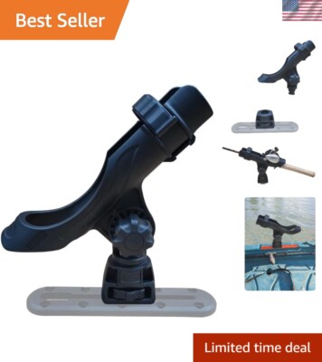 Kayak Fishing Rod Holder - 360 Rotation with Push Button Adapter & Nylon Build