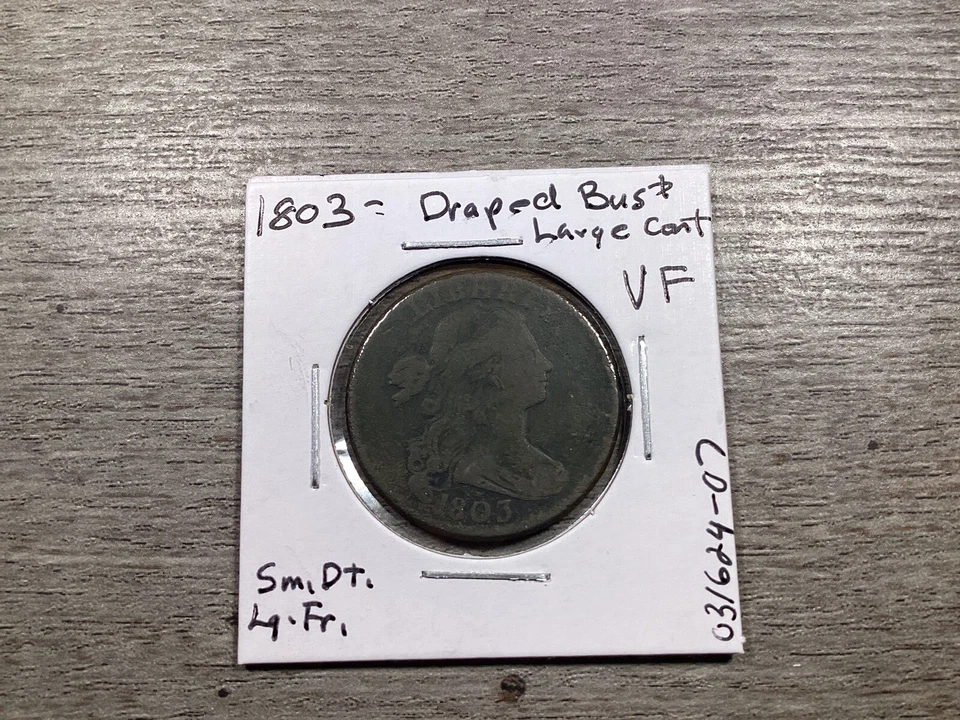 1803 Draped Bust Large Cent Very Fine w/Small Date & Large  Fraction 03162407rue - Image 3 of 4