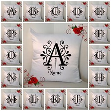Personalised White 18" Cushion Monogram S2 - Initial ABCDEFGHIJKLMNOPQRSTUVWXYZ