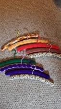 Lot of 9 Vintage Handmade Crochet Covered Wooden Clothes Hangers