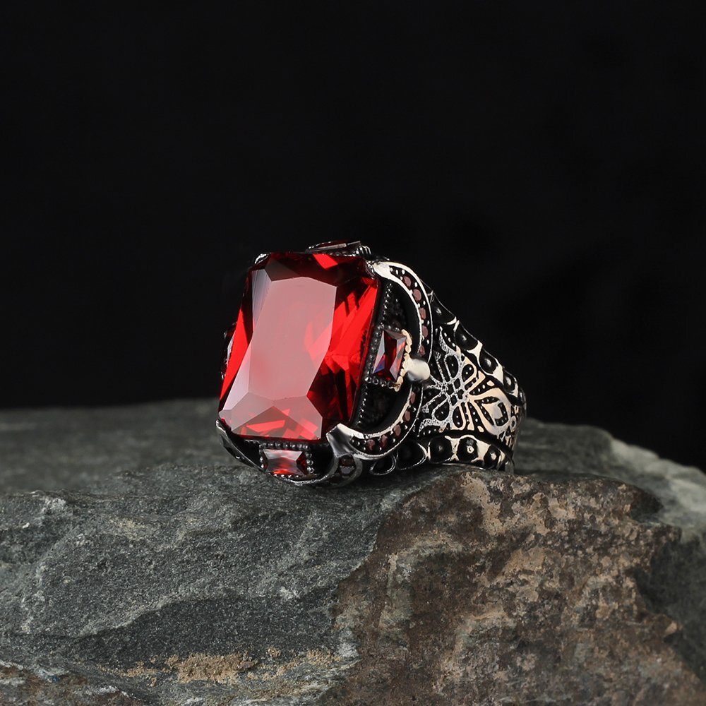 vintage silver925×red stone ring Vintage Sterling Silver Ring, Soviet Silver Ring 875, Ring