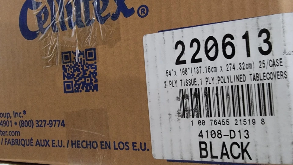 Hoffmaster 2-Ply Tissue Paper 1-Ply Poly Table Cover Black, 108" x 54" | 25/Case - Image 2 of 4