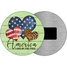 America Land Of The Free Hearts 3.5" Magnet Plaque Fridge Refrigerator Kitchen
