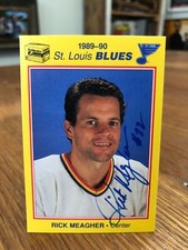 1989-90 KODAK KMOX ST. LOUIS BLUES RICK MEAGHER SIGNED AUTOGRAPHED CARD B