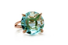 Round Cut Natural Sky Blue Topaz Solid Gold Solitaire Engagement September Ring