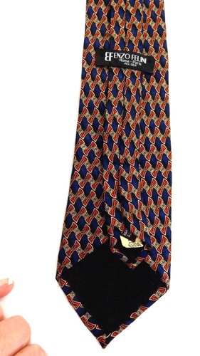 ¡NUEVO! CORBATA DE CUELLO DE SEDA ENZO FELINI HECHA A MANO AZUL ROJO 58"" DE LARGO 3,5"" DE ANCHO - Imagen 2 de 2