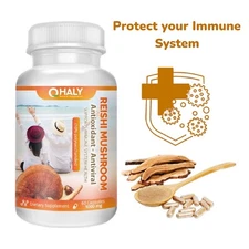 QHALY REISHI MUSHROOM CAPSULES 1000 MG | GANODERMA EXTRACT IMMUNE SUPPORT 60 CAP