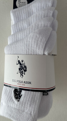 U.S POLO ASSN. 5 weiße Logo-Socken aus Baumwollmischung ~ 12,5 3,5 UK 