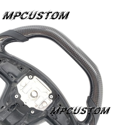 heating bon Fiber Steering Wheel Fit for Tesla Model S X 2014-2023 Flat Top - Picture 6 of 10
