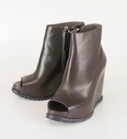 Brunello Cucinelli Brown Leather Open Toe Booties Boots Shoes 41/11 $1595 on sale Brunello Cucinelli Brown Leather Open Toe Booties Boots Shoes 41/11 $1595 on sale