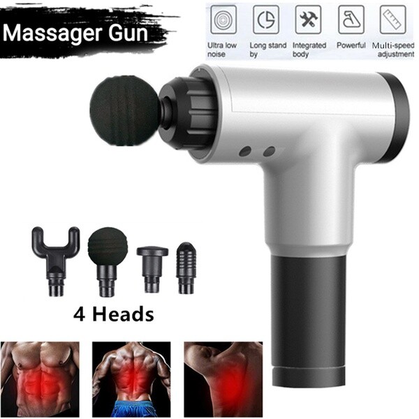 Pistola Massaggio Muscolare Percussione Ricaricabile 4 Testine Casa