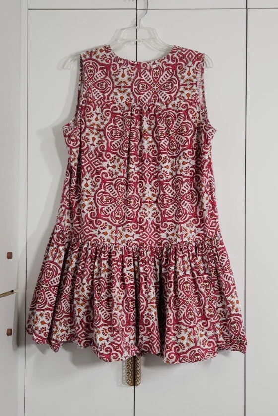 Vestido Corto Cynthia Rowley 100% Algodón Talla XL Rojo/Naranja Verano Comodidad Foto 4 de 4