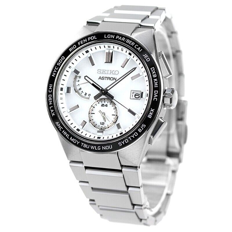 白石 SEIKO ASTRON NEXTER SBXY049 White Titanium Dual Time Solar Men