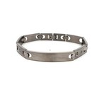 Mens Titanium Diamond Bracelet 8.5" Link Chain Modern Silver Tone — photo 1