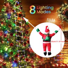 Christmas LED Ladder Lights Santa Claus Climb Fairy Lamps Xmas Gift Party Decors