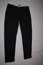 Mens BLACK SLIM CASUAL DRESS PANTS Tailored Rear Pockets CARBON 5 Pocket 32x32