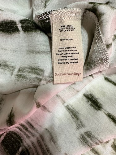 Maxi Vestido Largo Soft Surroundings Melody Verde Off White Fluido Cuello en V Talla 1X Nuevo con Etiquetas - Imagen 13 de 17