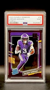 2023 Clearly Donruss JORDAN ADDISON Purple #70 Rated Rookie RC /199 PSA 9 Card