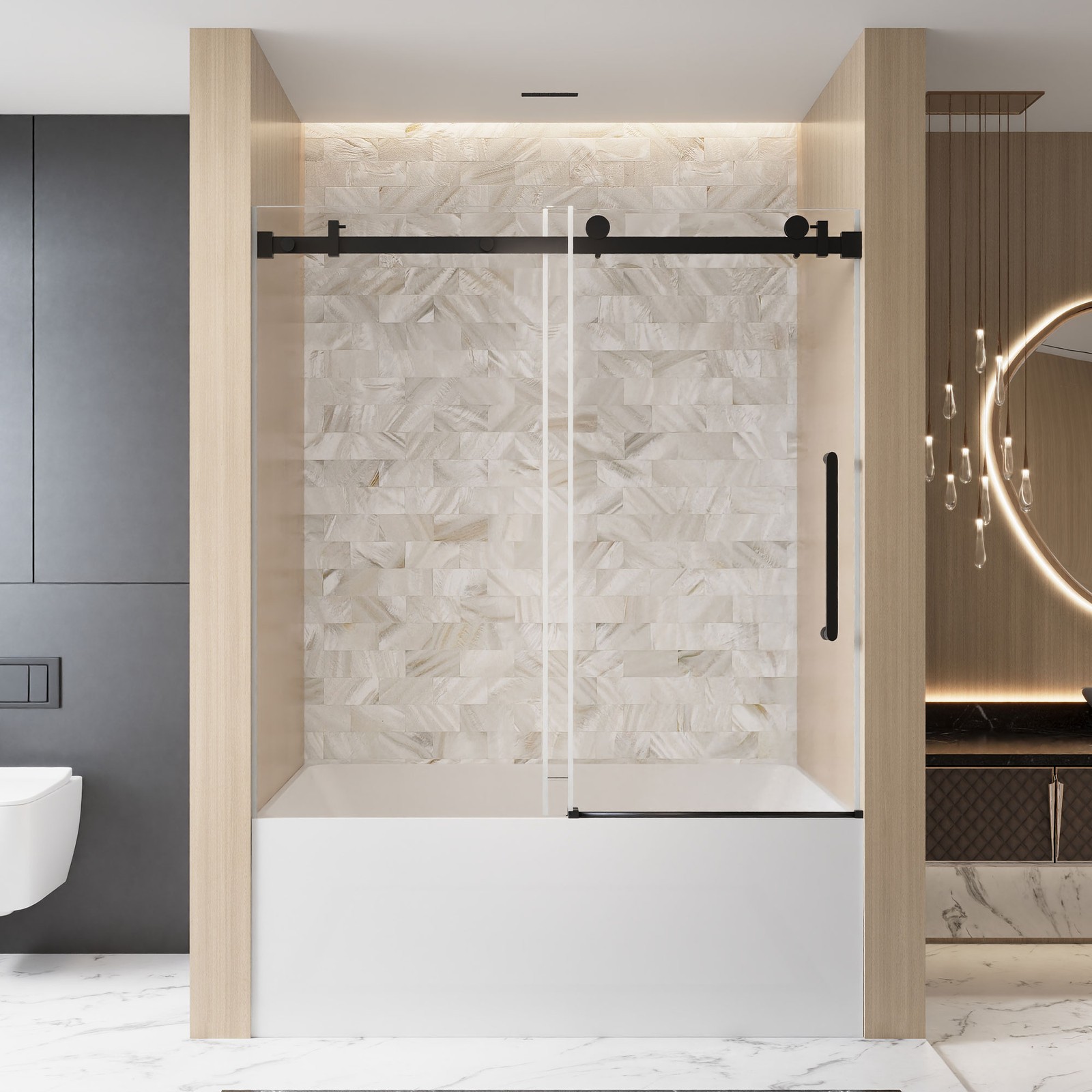 Frameless Single sliding shower door  60 