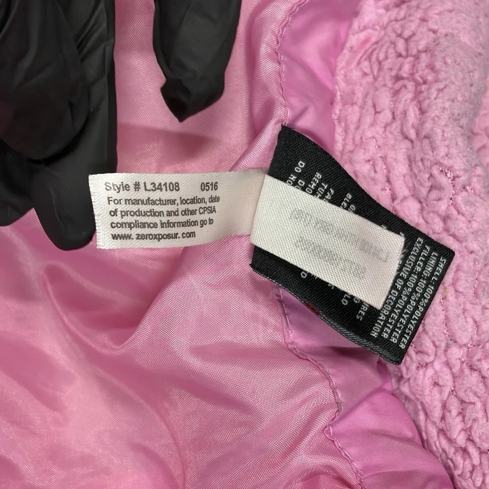 Chaqueta de invierno ZeroXposur rosa gris imitación piel peso pesado impermeable niña’s 7/8 Foto 4 de 4