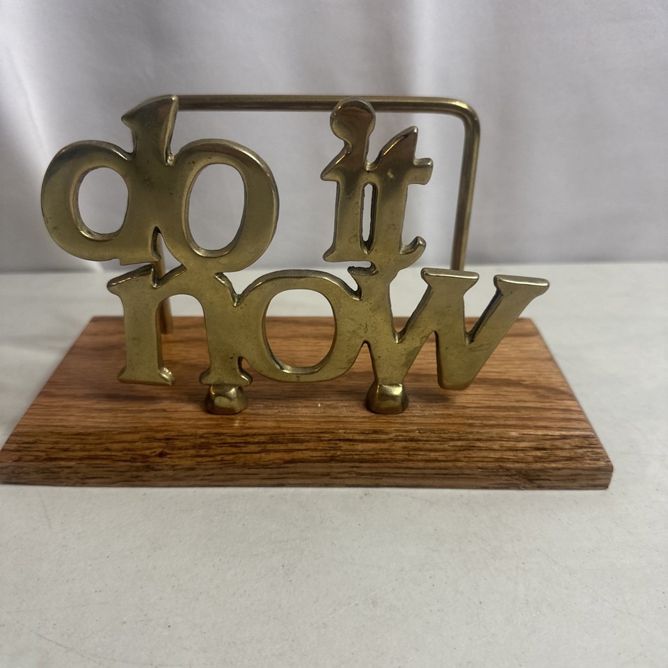 Vintage brass 'DO IT NOW' letter rack that doubles as a motivational roast from 1965 every time you ignore your mail.