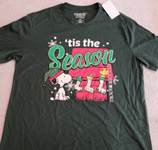 Peanuts Christmas T-Shirt XLarge Green Merry Christmas Snoopy NEW