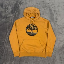 Timberland Mens Tree Logo Hoodie Mustard Yellow Regular Fit Pullover Medium