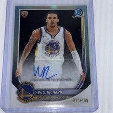 2025-26 Bowman Chrome Refractor Will Richard RC Auto /499 Warriors #BCA-WI