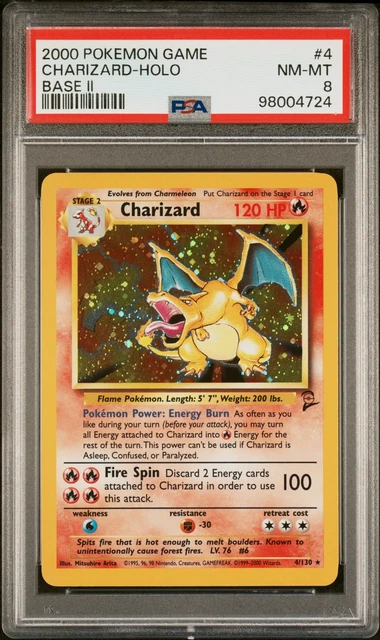 2000 POKEMON GAME BASE II #4 CHARIZARD-HOLO PSA 8