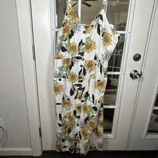 Mlle Gabrielle Sunflower Print Maxi Sundress Plus Size 3X Smocked
