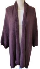 Ann Taylor Sz M Purple Open Front Duster Cardigan Short Sleeves Relaxed Layering