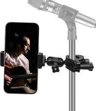 Phone Holder for Mic Stand Clamp for Music Microphone Stand Smartphone Mount