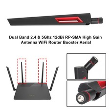 Dual Band 2.4  5Ghz 12dBi RP-SMA High Gain Antenna WiFi Router Booster Aerial