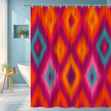 Colorful Ikat Pattern Shower Curtain for Modern Bathroom Decor