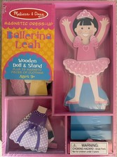 NEW SEALED Melissa  Doug Magnetic Dress-Up Wooden Doll Stand Ballerina Leah NIP