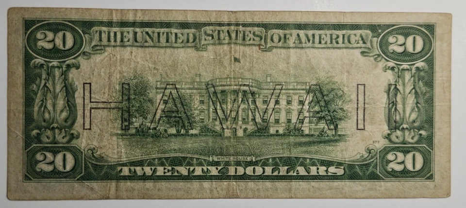 1934-A Hawaii $20 Dollar Bill Federal Reserve Note FRN - Image 2 of 4